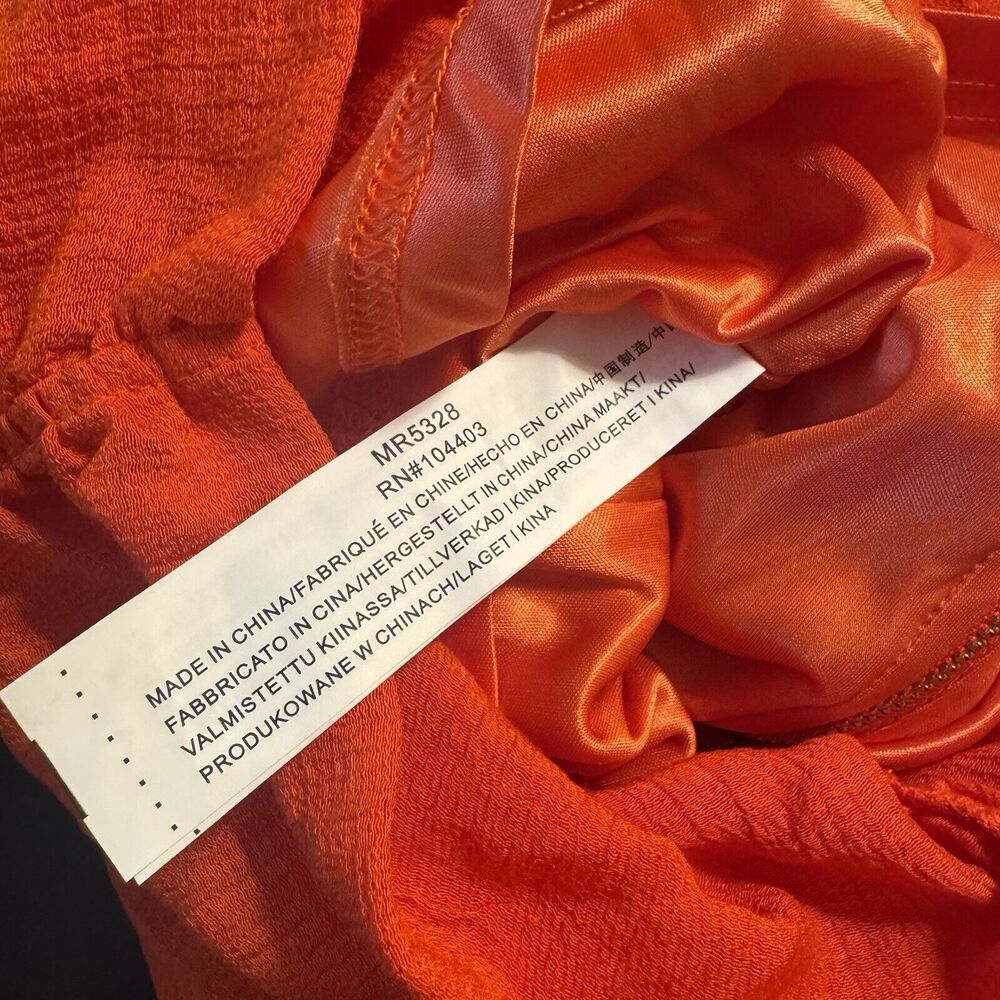 Moon River Ruched Puff Shoulder Bodycon Mini Dress in Red/Orange Women’s Size XS - Picture 7 of 8